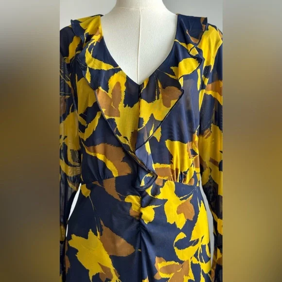 CAbi Navy Floral Midnight Midi  Dress, Size Extra Large - Picture 7 of 14